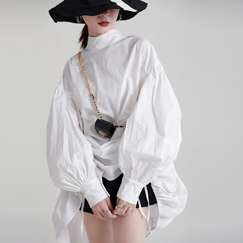 【トップス】春 秋 冬 ゆるリラックス 立襟 レトロ シャツ 【AHシリーズ】