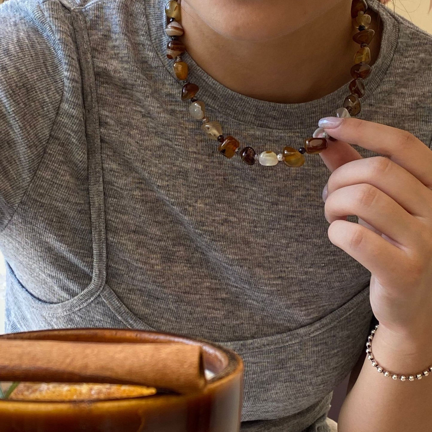 【🎁 B2G1｜先行スタート！】【グッズ】ヴィンテージ風 ビーズ チタン鋼 ネックレス  チョーカー