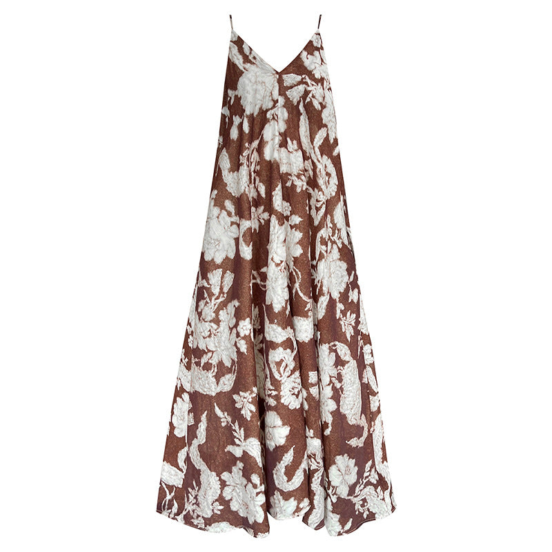 【ワンピース】夏新作 Vネック リゾート風 セクシー フローラルプリント ノースリーブワンピース【SNシリーズ】【SHシリーズ】