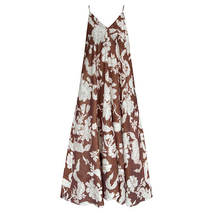 【ワンピース】夏新作 Vネック リゾート風 セクシー フローラルプリント ノースリーブワンピース【SNシリーズ】【SHシリーズ】