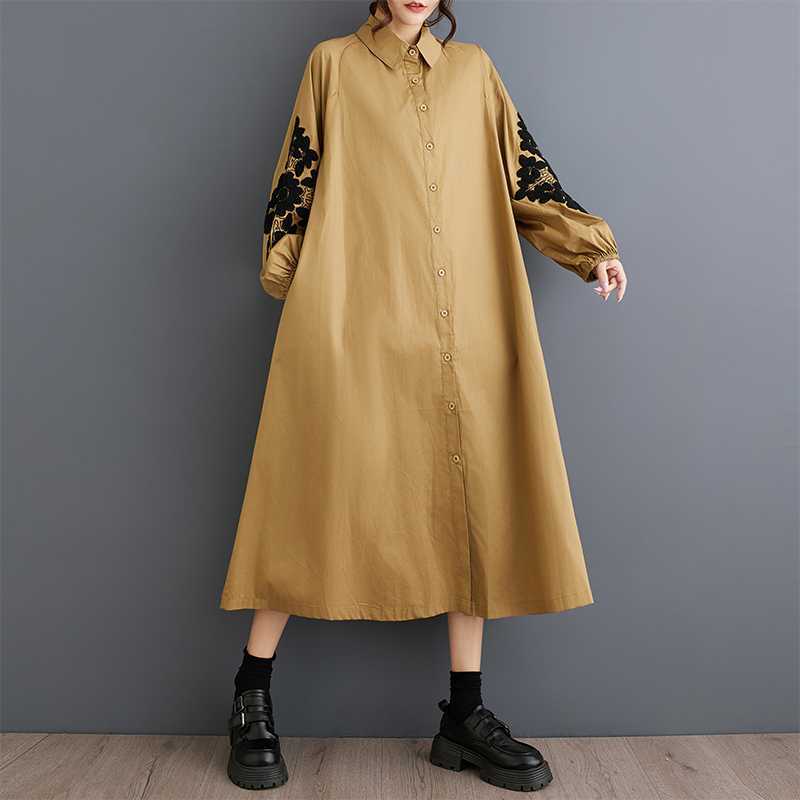 【ワンピース】春 秋 冬 シンプル プリント 切り替え 大きいサイズ 長袖 ワンピース 【SHシリーズ】