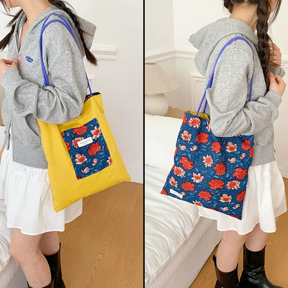 【バッグ】エスニック風 花柄 キャンバスバッグ 大容量 布バッグ バケットバッグ 【SHシリーズ】