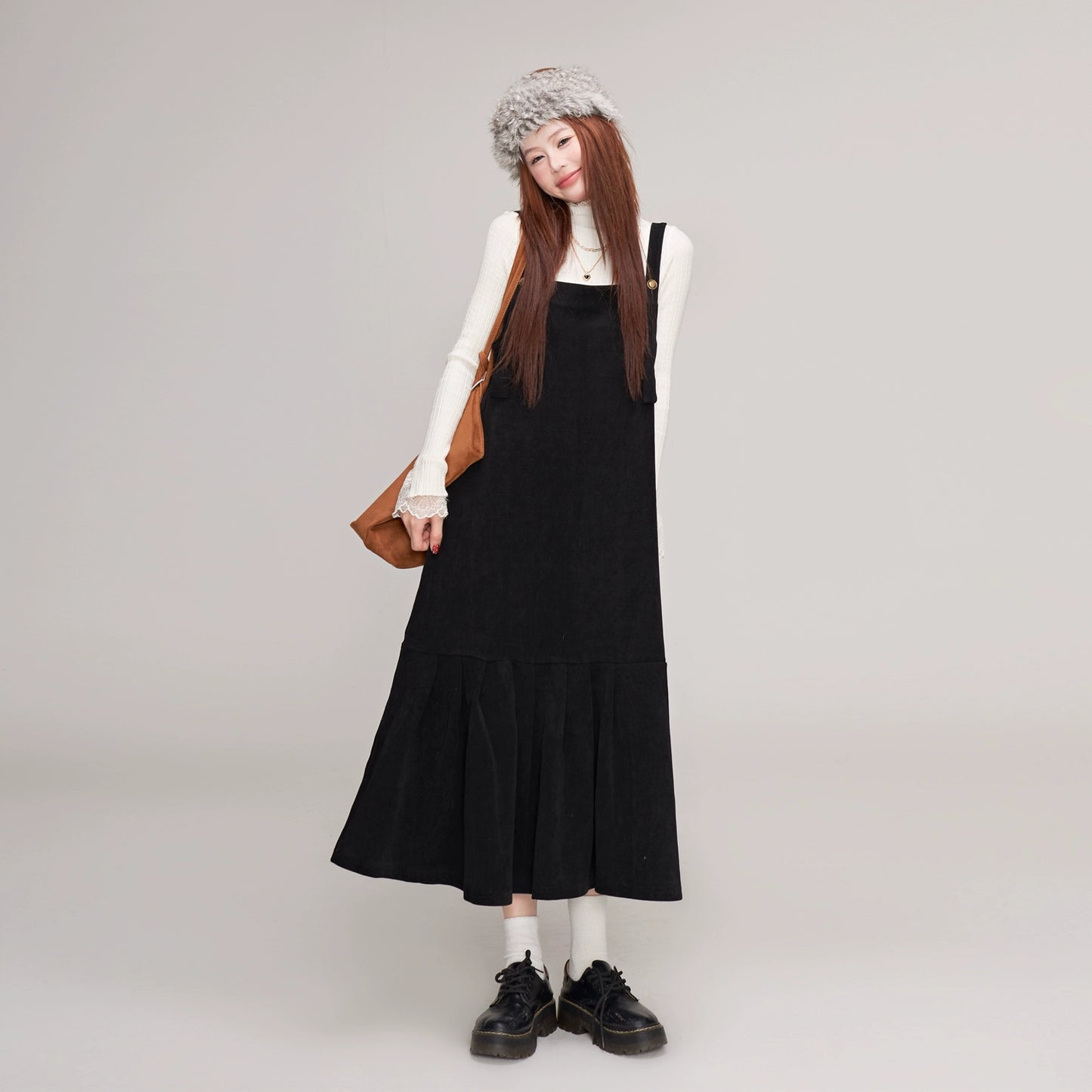 【ワンピース】秋冬 フレンチレトロ コーデュロイ マーメイド サロペット ワンピ レディース ノースリーブワンピース【JZシリーズ】