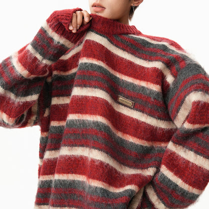 【トップス】アメリカン ストライプ カラーブロック 男女兼用 レトロ セーター【FCシリーズ】