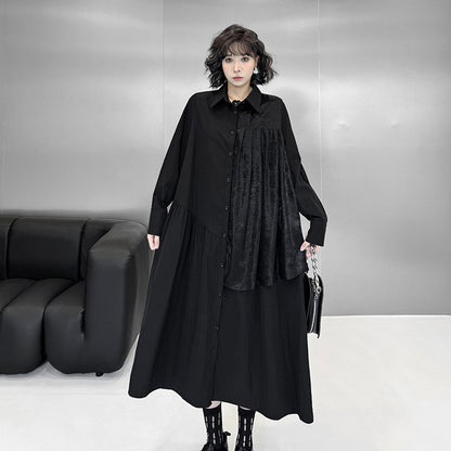 【ワンピース】春 秋 冬 ゆったり 無地 細見え 長袖 ワンピース 【AHシリーズ】