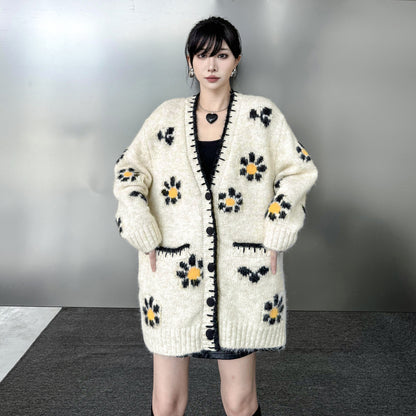 【トップス】春 秋 冬 フラワー ニット アウター ニット セーター 【AHシリーズ】