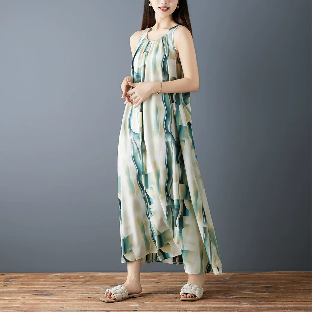 期間限定⭐️60%OFF【ワンピース】ノースリーブ ワンピース レディース 夏 シフォン ロングワンピース 花柄 ゆったり 体型カバー 薄手【SHシリーズ】