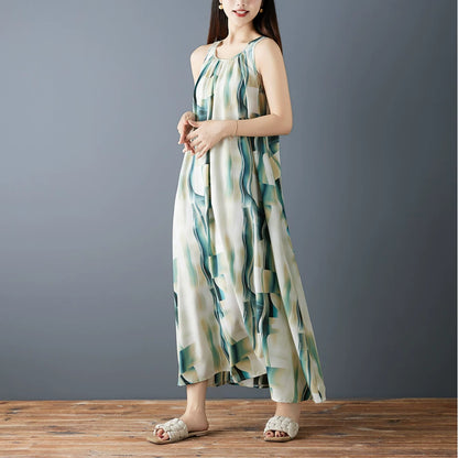 期間限定⭐️60%OFF【ワンピース】ノースリーブ ワンピース レディース 夏 シフォン ロングワンピース 花柄 ゆったり 体型カバー 薄手【SHシリーズ】