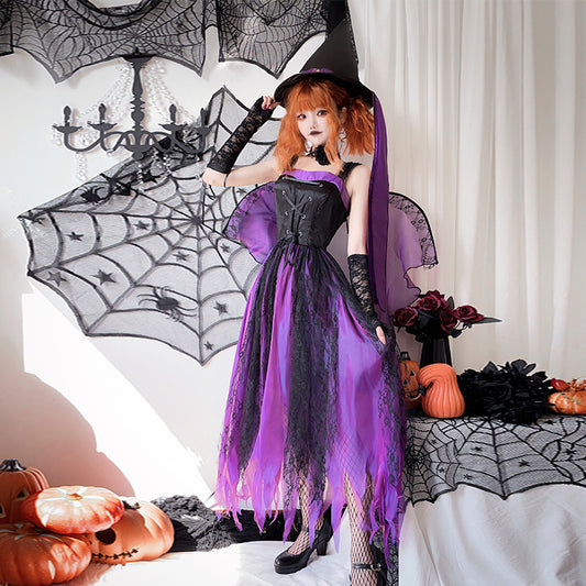 【ハロウィン】大人用コスプレ・ダークエンジェル・ゴーストブライド・ヴァンパイアクイーン・パープル魔女ワンピース
