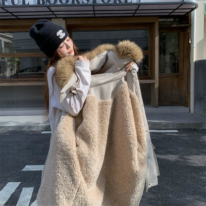 【アウター】韓国風 フード付き ボアパーカー レディース 冬 シープボア  綿入れコート【JZシリーズ】