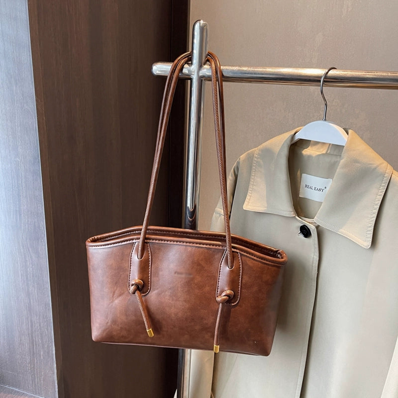 4色展開【バッグ】高見えヴィンテージ風 大容量トートバッグ 2025春夏新作 通勤＆肩掛けOK