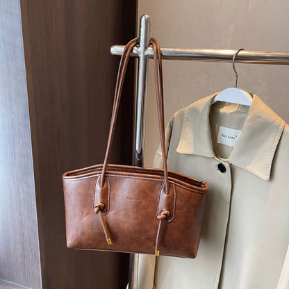 4色展開【バッグ】高見えヴィンテージ風 大容量トートバッグ 2025春夏新作 通勤＆肩掛けOK