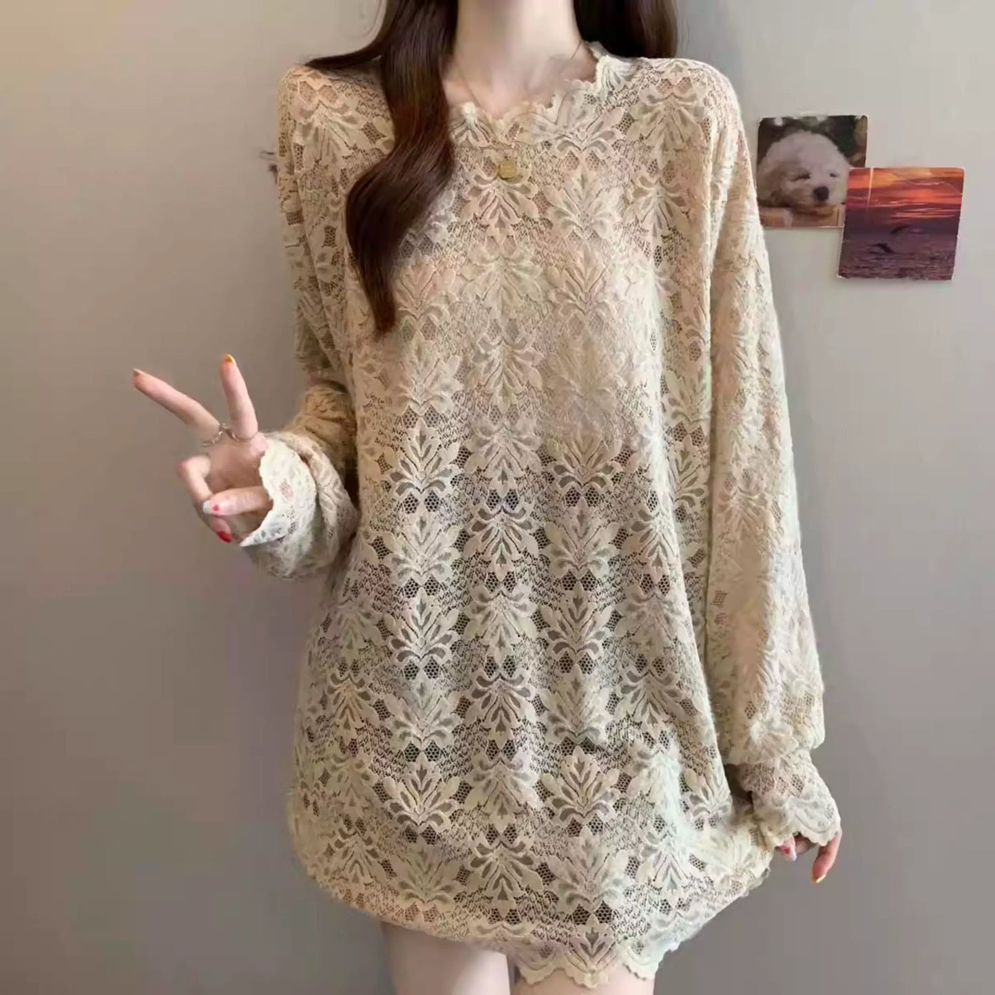 【トップス】レース クロッシェ カットワーク 着痩せ 大きいサイズ Ｔシャツ【SHシリーズ】