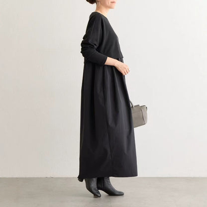 期間限定🍂60%OFF【ワンピース】ラウンドネックデザイン切替ワンピース レディース 秋冬新作 ゆったり ロング丈【JZシリーズ】