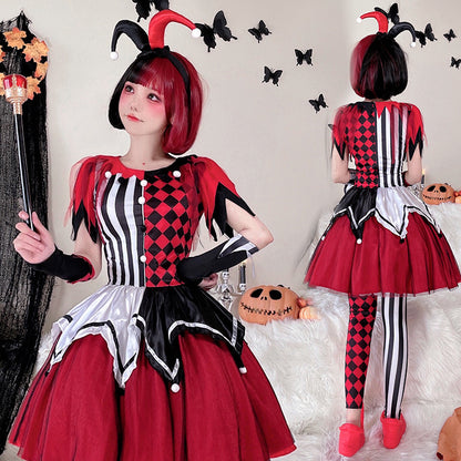 【ハロウィン】コスプレ  魔女 コスプレ 仮装 パーティー お祭り ワンピース ハーレークイーン コスチューム 演出衣装