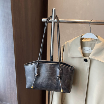 4色展開【バッグ】高見えヴィンテージ風 大容量トートバッグ 2025春夏新作 通勤＆肩掛けOK