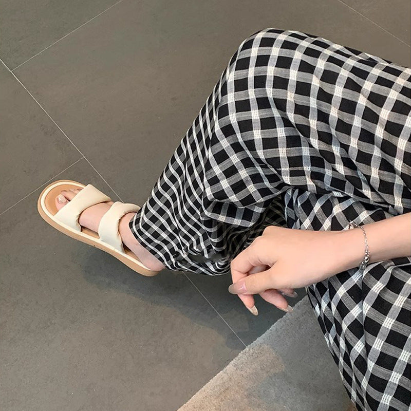 【シューズ】夏新作 ツイストワンストラップ 厚底カジュアルサンダル レディース 外履き対応