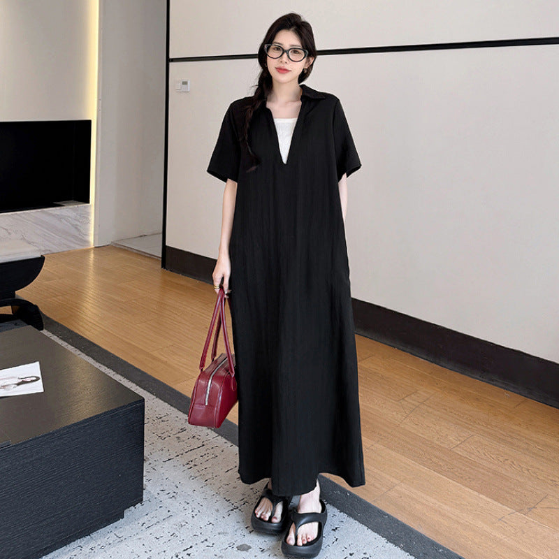 【ワンピース】☀️夏 新作 大きいサイズ レディース 綿麻ロングワンピース 半袖 ゆったり コットンリネン 体型カバー【JZシリーズ】