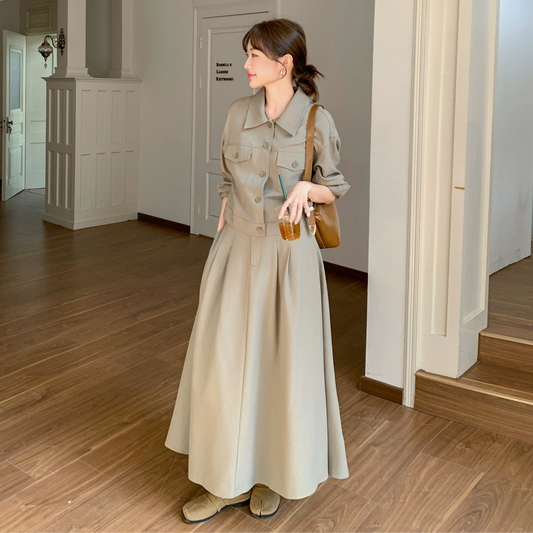 2点セット！【セットアップ】韓国風 超可愛い カジュアル ワークスタイル 高級感 気質 ジャケット＋スカート 上下セット【JZシリーズ】