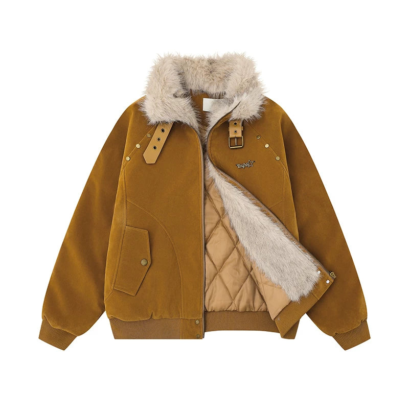 【アウター】ミラード イーグルモチーフ 中綿ジャケット ヴィンテージ風 ワーク レディース 厚手 綿入れコート【FCシリーズ】