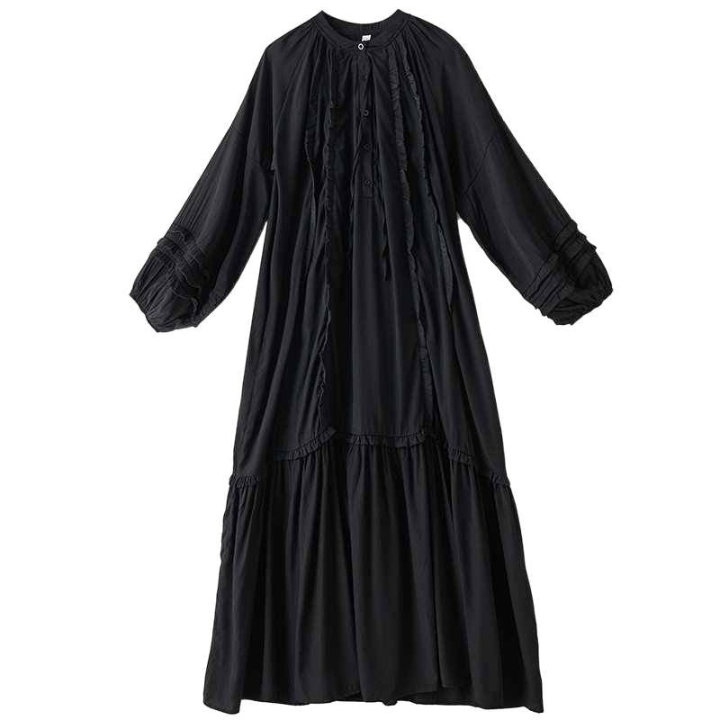 【60%OFF⭐️早い者勝ち】【ワンピース】春 秋 冬 フリル縁 アシンメトリーパッチワーク 長袖 ワンピース 【SHシリーズ】