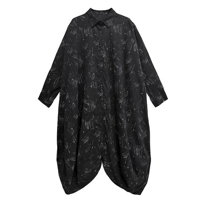 【ワンピース】春 秋 冬 体型カバー プリント 長袖 ワンピース 【AHシリーズ】