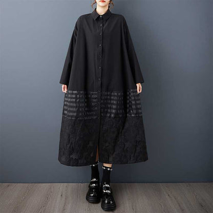 【ワンピース】春 秋 冬 ゆったり プリント 長袖 シャツワンピース 【JZシリーズ】