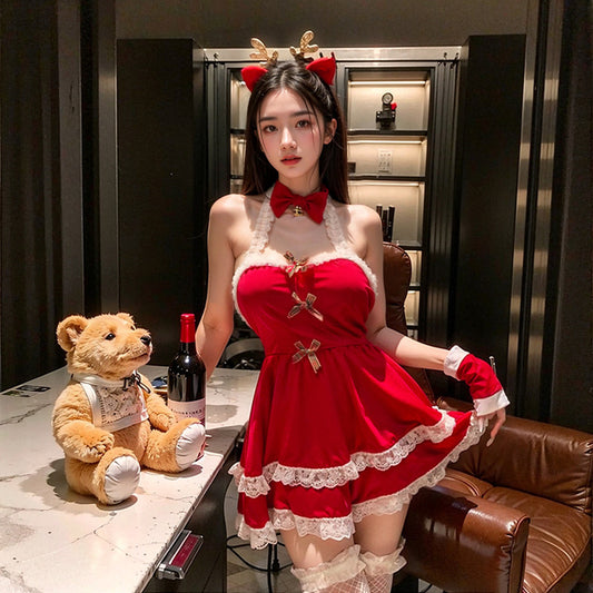 【クリスマス】可愛いセクシーランジェリー セクシーメイド ミニスカート 脱がずに着られる 制服誘惑 純欲系ナイトウェア