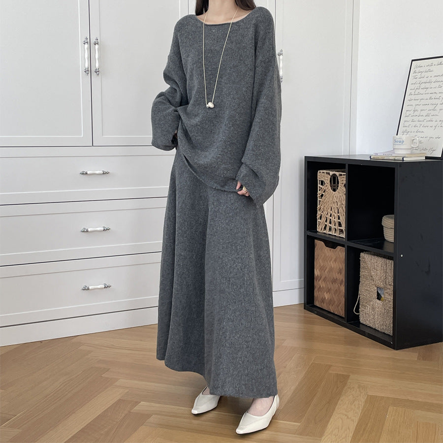 【セットアップ】春 秋 冬 ミディアム丈 セーター + ロングスカート 2点上下セット 【SNシリーズ】