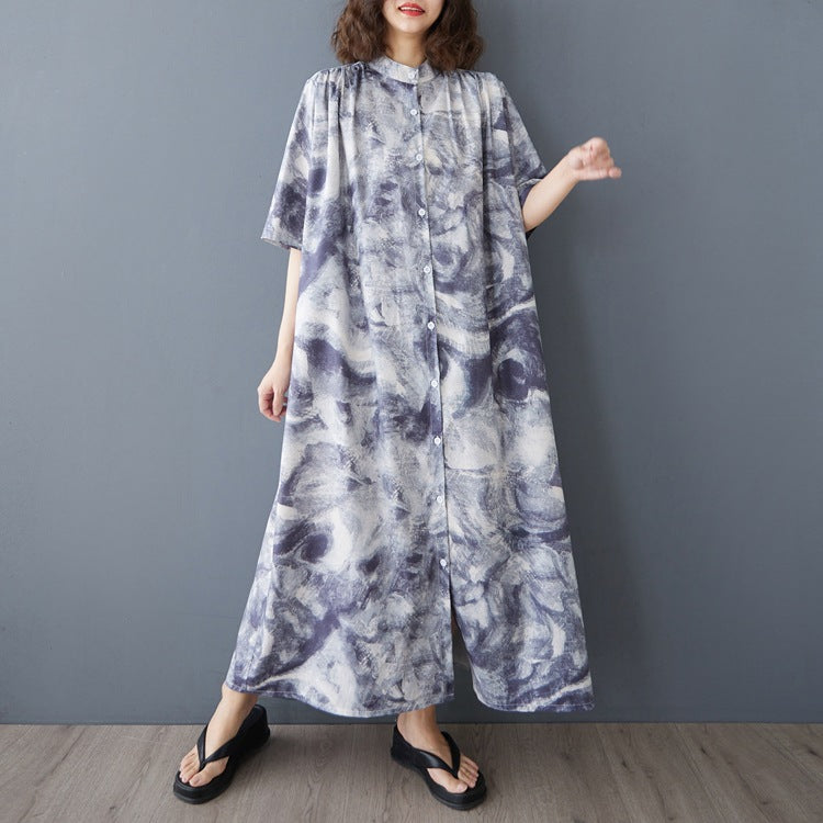 【ワンピース】ゆったり ショールカラー ロングシャツドレス ボタンディテール 体型カバー 大きいサイズ レディース 半袖ワンピース
【SHシリーズ】