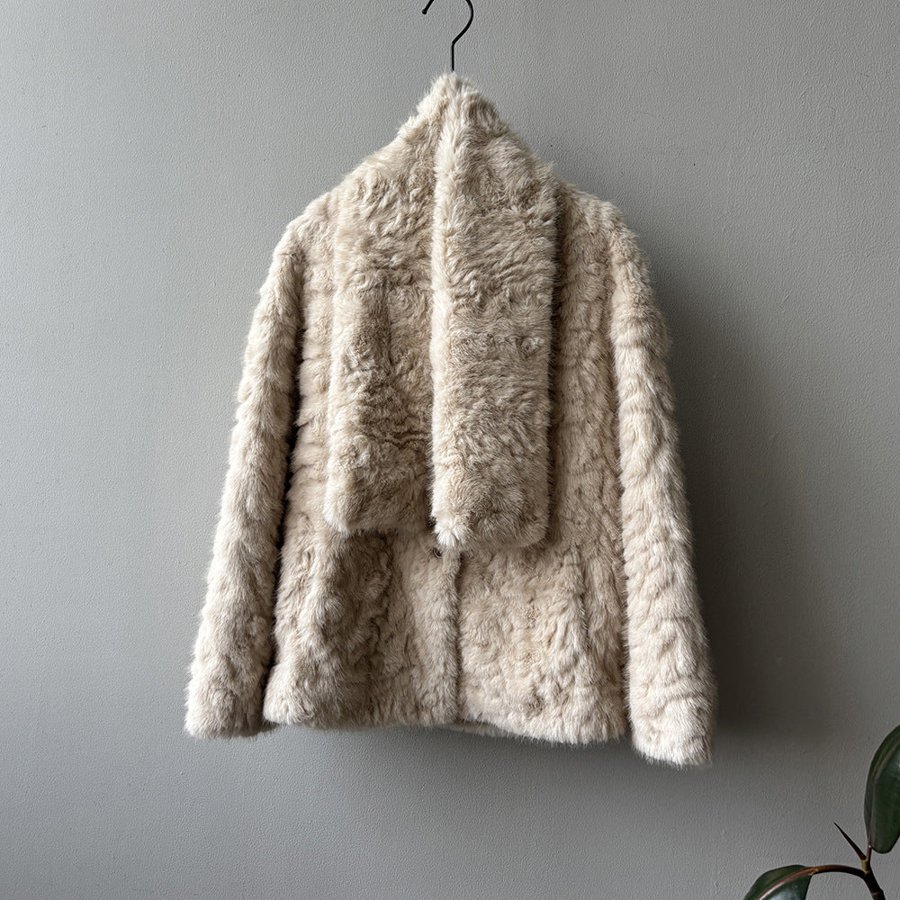 【アウター】マフラー付き！ふわふわ エコファー コート レディース 冬 あったか 綿入れコート【JZシリーズ】