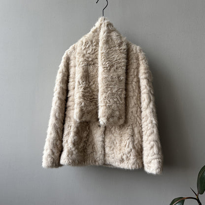 【アウター】マフラー付き！ふわふわ エコファー コート レディース 冬 あったか 綿入れコート【JZシリーズ】