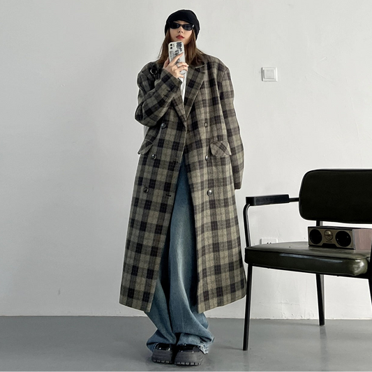 【アウター】高級感 合わせやすい 韓国系 新作 チェック コート【FCシリーズ】