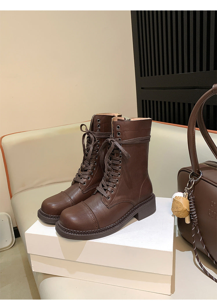 【シューズ】春 秋 冬 サイドジップ ラウンドトゥ バイカーブーツ 【JZシリーズ】