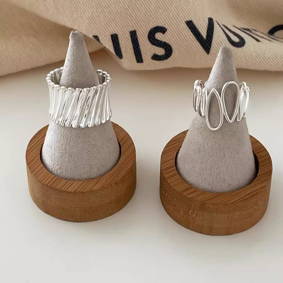 【グッズ】透かしデザイン 不規則な 雫モチーフリング 春 秋 冬 夏 オープンリング 2点セット 【JZシリーズ】