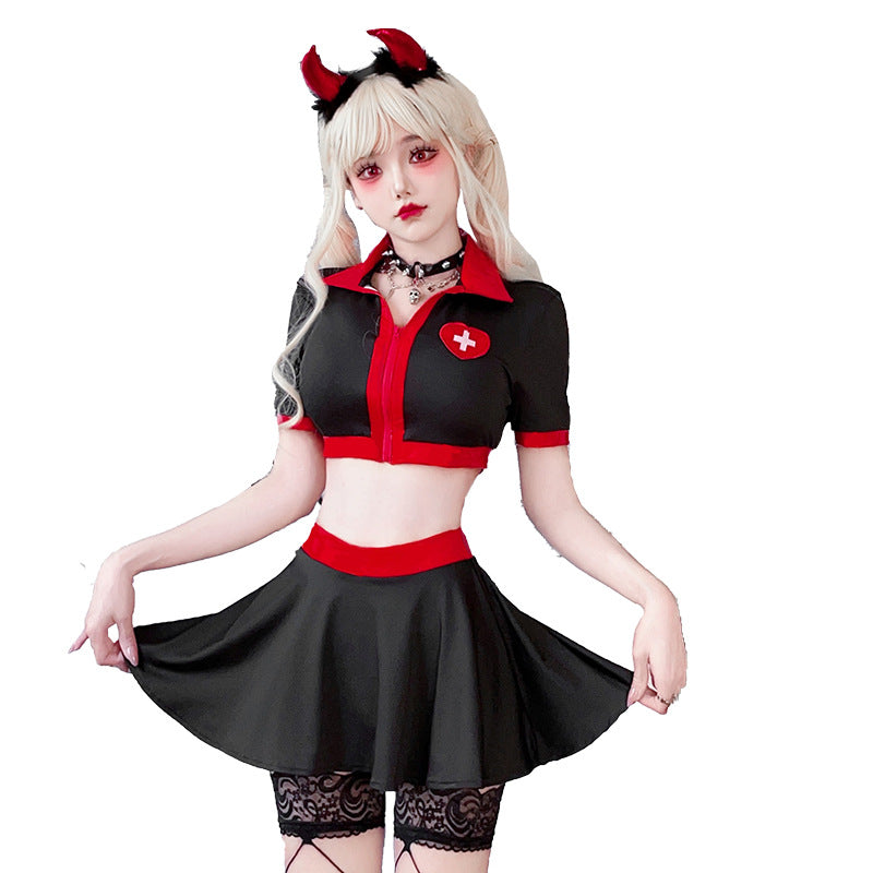 【ハロウィン】コスプレ 衣装 ゴシック系 セクシー ナース服 ドクター 看護師 ワンピース 大きいサイズ レディース ステージ衣装