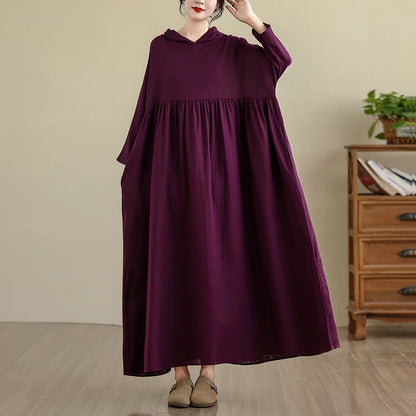 【60%OFF⭐️早い者勝ち】【ワンピース】フーディー無地 長袖ワンピース レトロ×フェミニン 小洒落ムード【JZシリーズ】