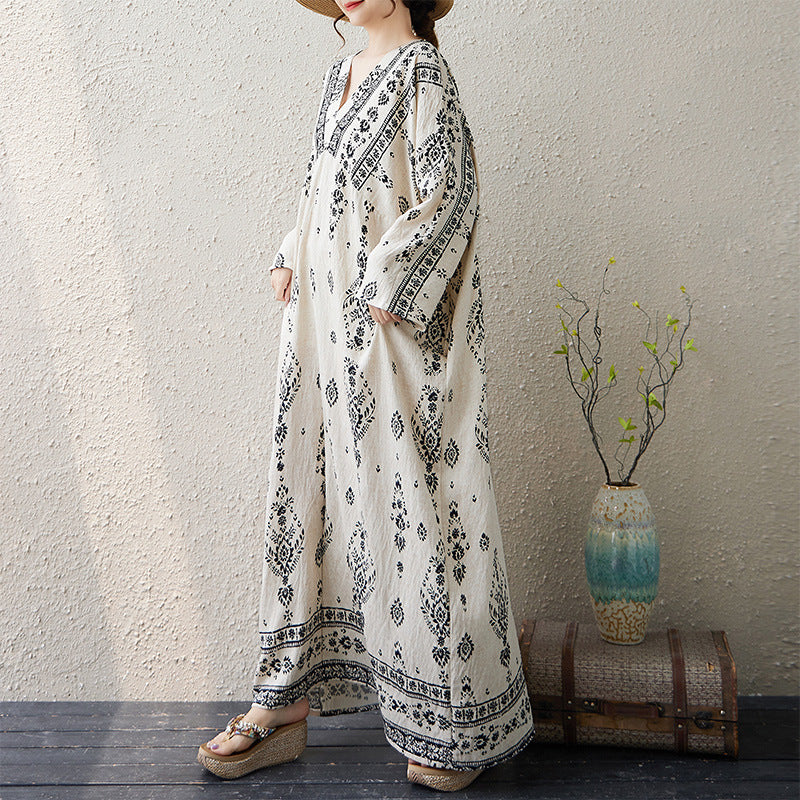 期間限定🍂60%OFF【ワンピース】花柄ワンピース レディース 秋新作 大きいサイズ 長袖 ゆったり フレンチレトロ 大人上品【SHシリーズ】