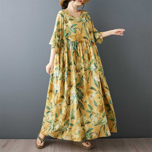 期間限定⭐60%OFF【ワンピース】大人可愛い ワンピース 半袖 プルオーバー 丸襟 新作 若見え 痩せ見え 大きいサイズ ロング丈 涼しい 快適 カジュアル 30代 40代 50代【SHシリーズ】