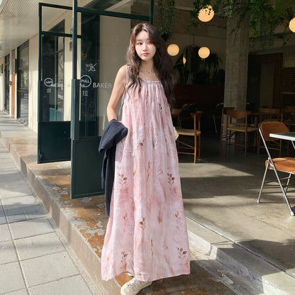 【ワンピース】夏 優しい風  水墨プリント ノースリーブワンピース【SHシリーズ】