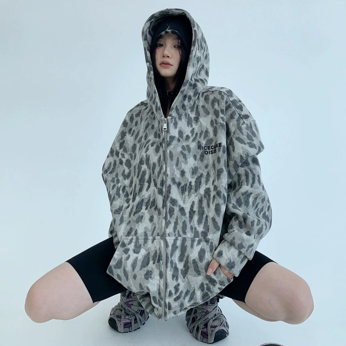 アウター】 oversize 厚い保温 ゆったり レトロ アルファベット ヒョウ