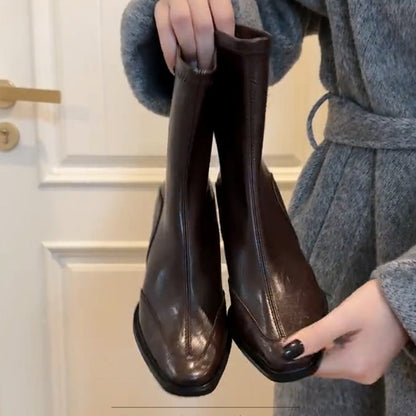 【シューズ】ショート 太めヒール 春 秋 冬 スリムブーツ  【JZシリーズ】