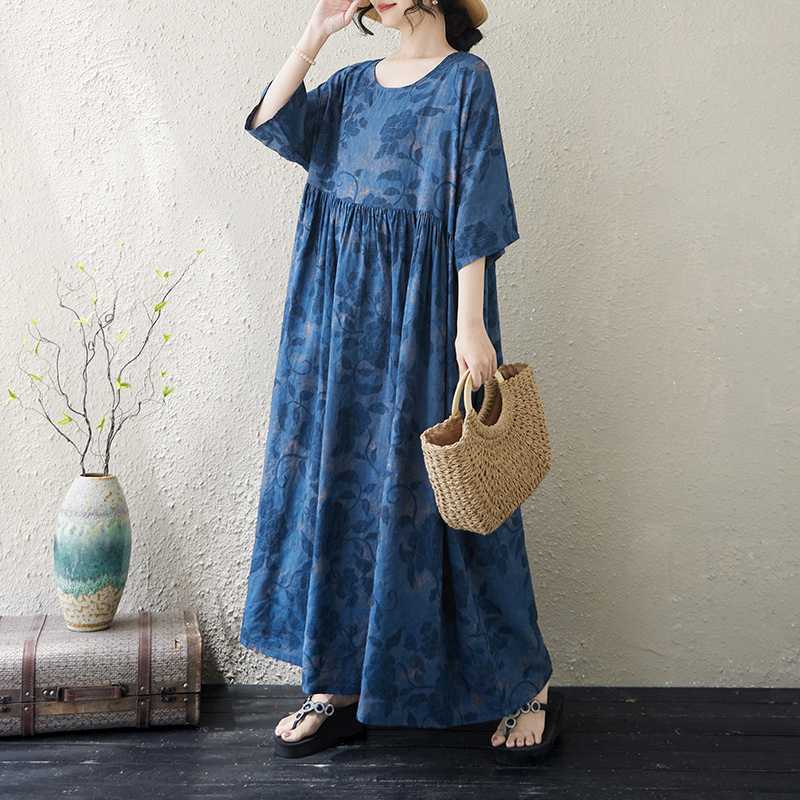 【ワンピース】ヴィンテージ風 花柄ワンピース レディース 夏 半袖 Aライン ノースリーブ ゆったりシルエット 大人可愛い【SHシリーズ】