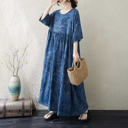 【ワンピース】ヴィンテージ風 花柄ワンピース レディース 夏 半袖 Aライン ノースリーブ ゆったりシルエット 大人可愛い【SHシリーズ】