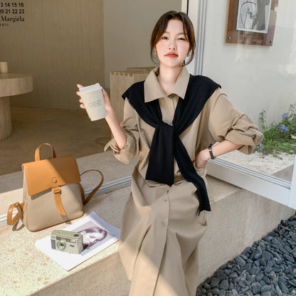 【ワンピース】大きいサイズロングワンピース レディース 春秋 ゆったり ウエストマーク 体型カバー 着痩せ【JZシリーズ】