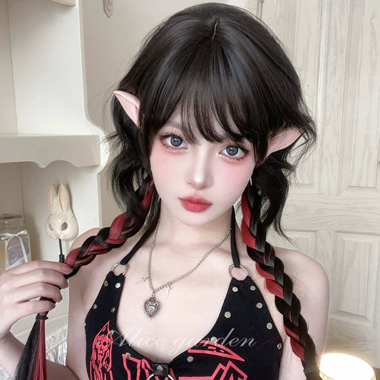 【ハロウィン】ウィッグ レディース ロング ミディアム 自然 前髪あり ロリータ 可愛い ツインブレード JK風 セミカール