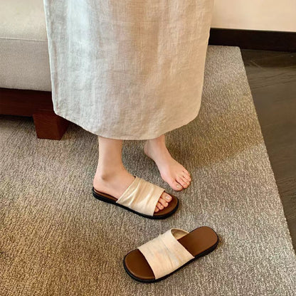 【シューズ】ヴィンテージ風カジュアルリゾートビーチフラットサンダル