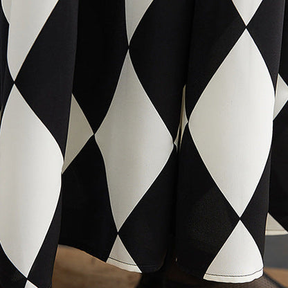 【ワンピース】ブラック＆ホワイト ブラック＆ホワイト プリント 長袖 ワンピース 【SHシリーズ】