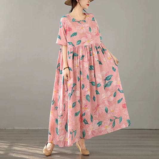 【ワンピース】大きいサイズ フレアデザイン 膝下丈 ロングワンピース 【SHシリーズ】