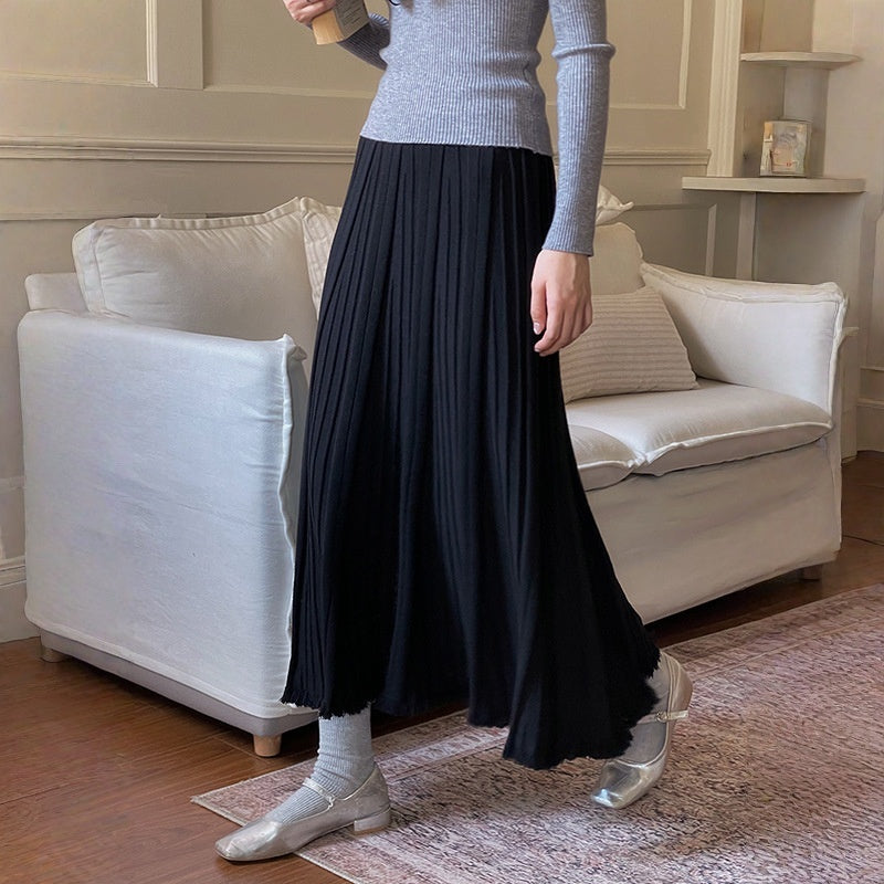 【ボトムス】上品 ニット 春 秋 冬 プリーツスカート 【JZシリーズ】